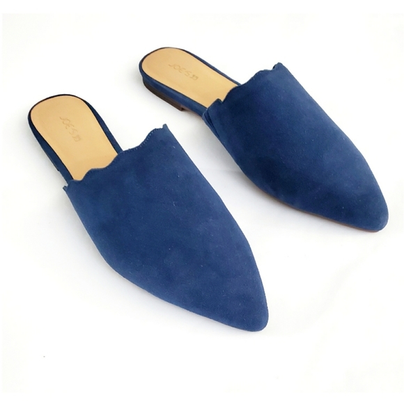 Joe's Jeans Shoes - Joe's Jeans HARPER Navy Blue Suede Leather Mules